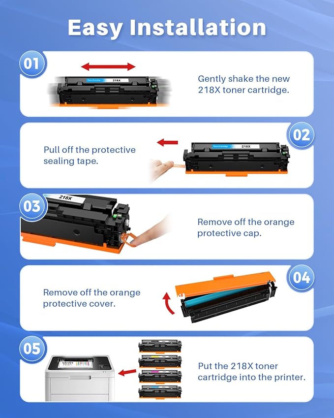 218X Toner Cartridges 4 Pack (with Chip) Compatible Replacement for HP 218X W2180X 218A W2180A Toner for HP Color Laserjet Pro 3201dw, MFP 3301cdw, 3301fdw, 3301sdw Printer (B/C/M/Y, High-Yield)
