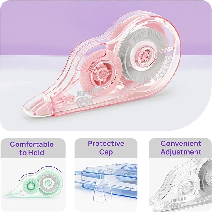 4 Pcs Colorful Core Correction Tape, 39.37 Ft White Wrong Out Tear-Resistant Bulk, Instant Corrections Easy to Use Applicator for School, Office, Note Taking, Journal (Tape Width 0.2 in)