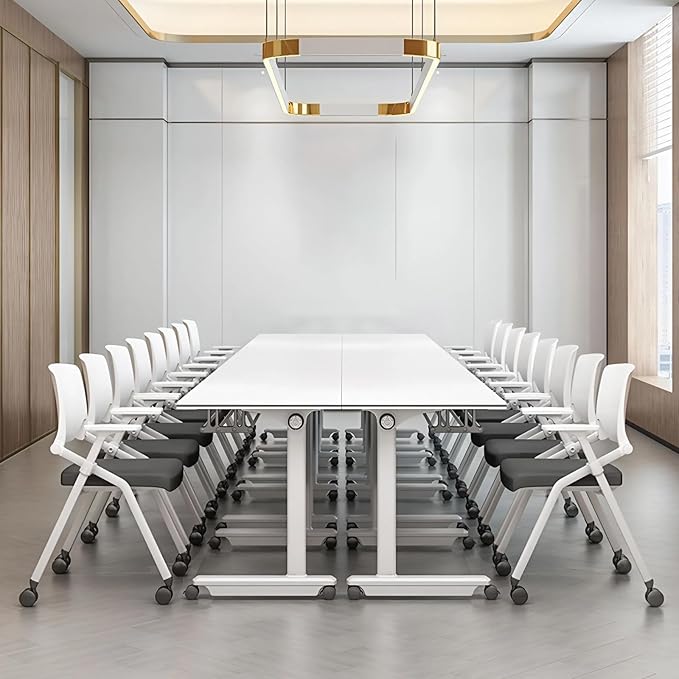 10Pack Conference Room Table, Folding Conference Table for Office Classroom, Mobile Training Tables with Casters Silent Wheels, Large Rectangular Convertible Modular Seminar Tables (L70.9in)