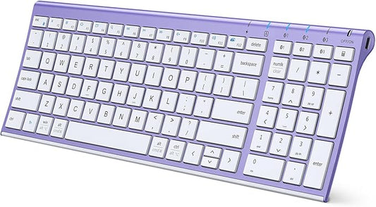 iClever Bluetooth Keyboard Quiet Typing Multi-Device USB-C Rechargeable – Slim Wireless Keyboard for Mac Windows iPad Office