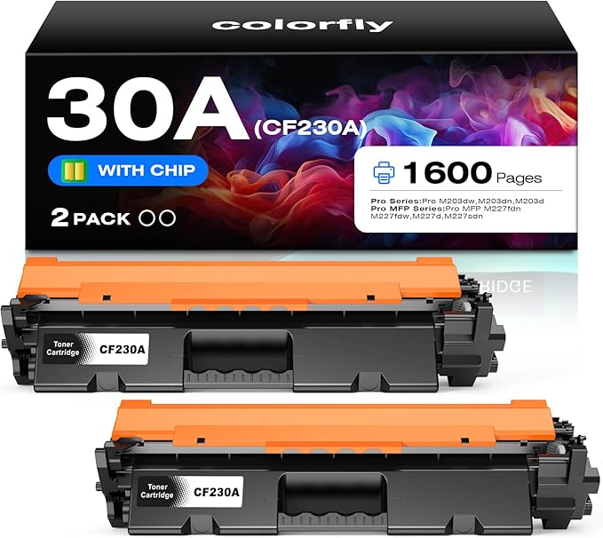 30A Toner Cartridge CF230A Replacement for HP 30A CF230A 30X CF230X Compatible with Pro MFP M227fdw M203dw M227fdn M203dn M227sdn M203d M227 M203 Series Printer