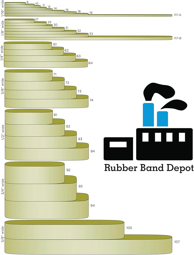 2-1/2" x 1/16'' - Size #16 - Rubber Band Depot - Everyday Bands, Business Rubber Bands - Approximately 1,900 Rubber Bands Per Bag - 1 Pound Bag