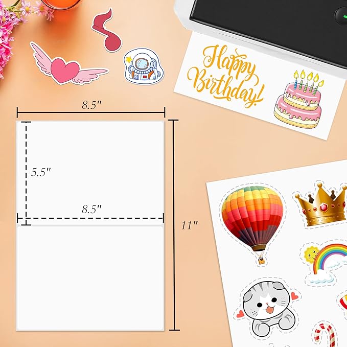 1000 Rounded Corner Half Sheet Labels, Self Adhesive Shipping Label for Laser and Ink Jet Printers, White Blank, 2 Labels Per Sheet (500 Sheet)