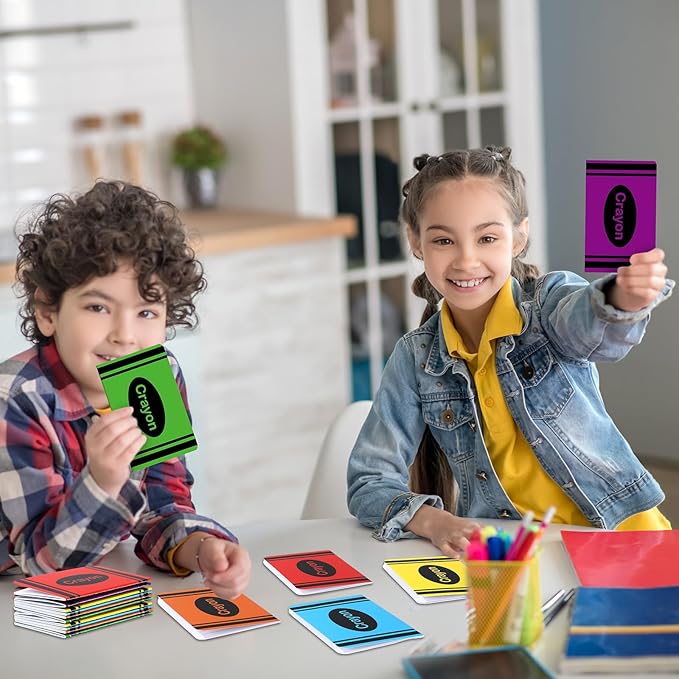 48 Pack Mini Crayon Notebooks Back to School Bulk Favor Crayons Pattern Small Journals Pocket Notepad Cute Notebook for Students Teacher Appreciation Gift First Day of School Classroom Prize 5x3 Inch