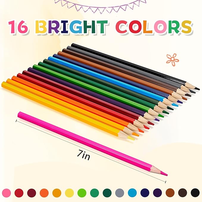 384 Count Colored Pencils Bulk, 16 Assorted Colors, Pre-sharpened Coloring Pencils Set for Kids and Adult, Teachers Essential Classroom Prizes, Back to School Supplies