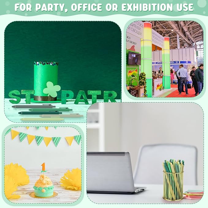 100 Pcs Ballpoint Pens Bulk Retractable Writing 1. 0 mm Black Ink Cute Pens Smooth Writing Color Fancy Gift for Teacher Student Employee Office School Home Baby Shower Supplies (Green Series)