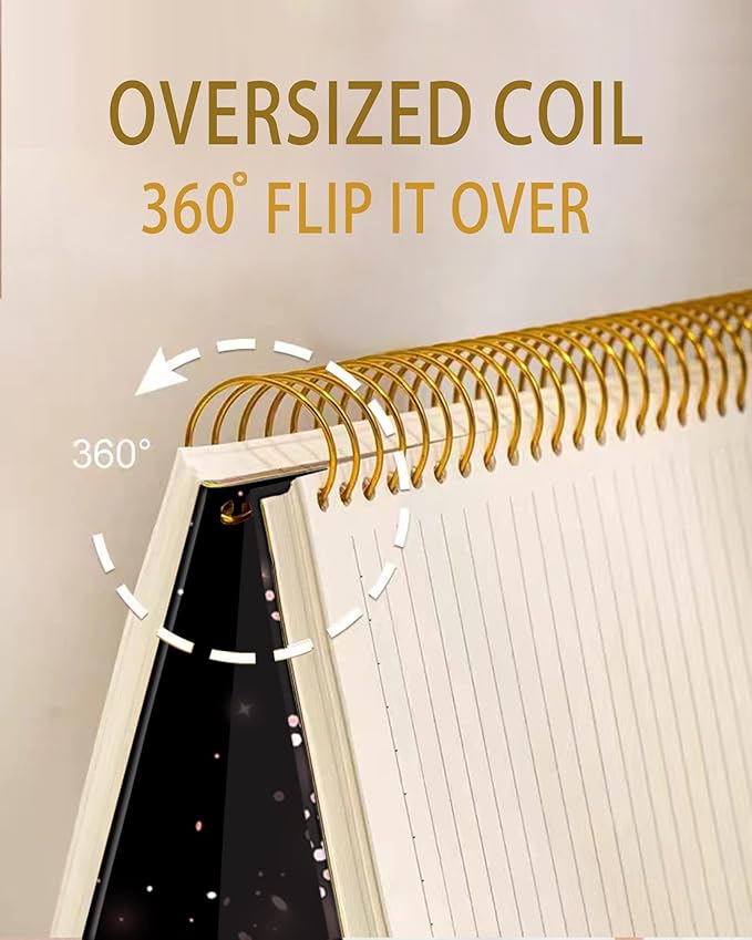 iampanda Spiral Journal Notebook,Strong TwinWire Binding with Premium Paper for Girl Women,Cute 60 Sheets A5 College Ruled NotebookJournal,Perfect for School Office Home Gifts,Rose Gold Falling