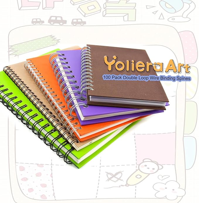 100 Pack Double Loop Wire Binding Spines, YolieraArt Wire Binding Spines, 5/8 Inch Binding Wire for Letter Size (140 Sheet Capacity), 100P, 3:1 Pitch, Gold)