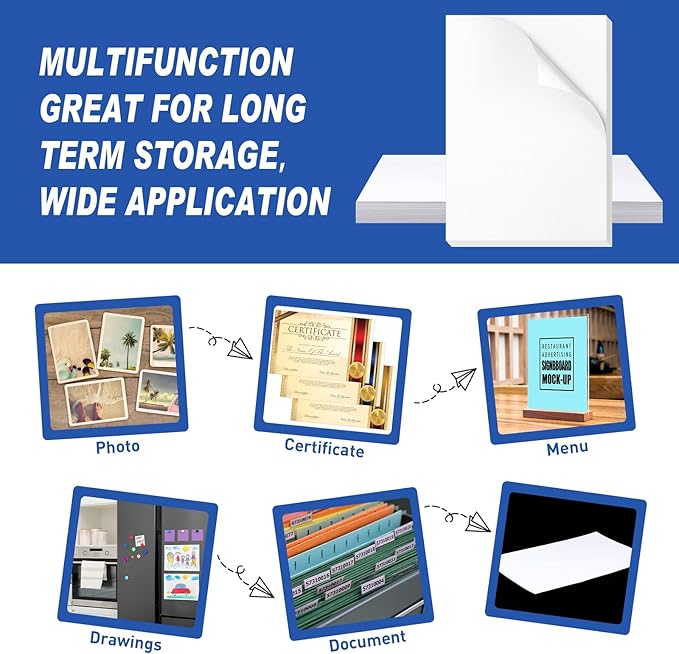 100 Pcs Printer Paper 11 x 17 Inch Copy Paper 52 lb Glossy Paper Heavy Weight Cardstock Tabloid Paper Heavy Card Stock for Presentation Laser Back to School Office Supplies(White)