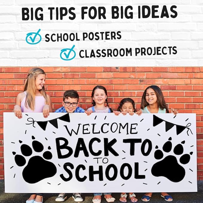 4 Jumbo Black Poster Markers - 15mm Fat Acrylic Paint Markers for Wood, Rock Painting, Plastic, Glass, Metal, Walls, Fabric - Large Thick Permanent Paint Pens for Signs, Board, Teachers