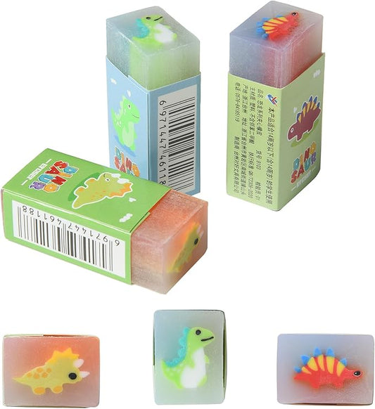 18Pcs Cute Dinosaur Erasers for Kids Bulk, Kawaii Fun Pencil Jelly Erasers for School Classroom Supplies Prize Gifts Party Favors