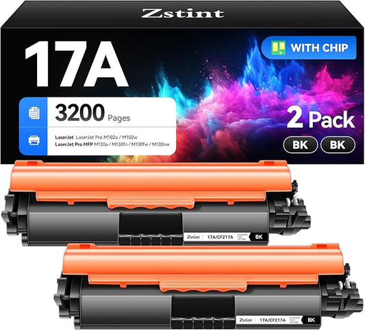 17A Black Toner Cartridge 2-Pack High Yield with Chip Replacement for HP 17A CF217A Toner Cartridges Compatible with HP LaserJet Pro MFP M130fn M130fw M130nw M130a M102w M102a M130 M102 Series Printer
