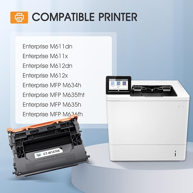 147X 147A Black Toner Cartridge Compatible Replacement for HP 147X W1470X 147A W1470A for Enterprise M610n M611dn M611x M612dn M612x MFP M634h M635fht M635h M636fh Printer High Yield Ink 1 Pack