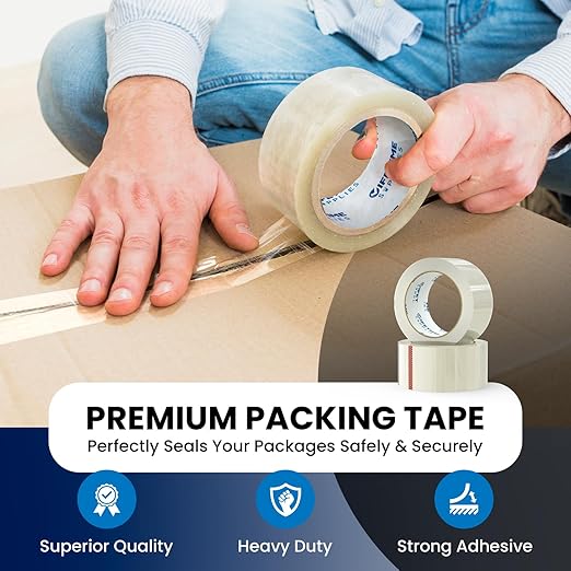 36 Rolls | 2.4 mil Clear | 110 Yards Each (3960 Yards Total) | 2" Premium Packing Tape Heavy Duty Packaging Tape for Shipping Moving Stronger Thicker