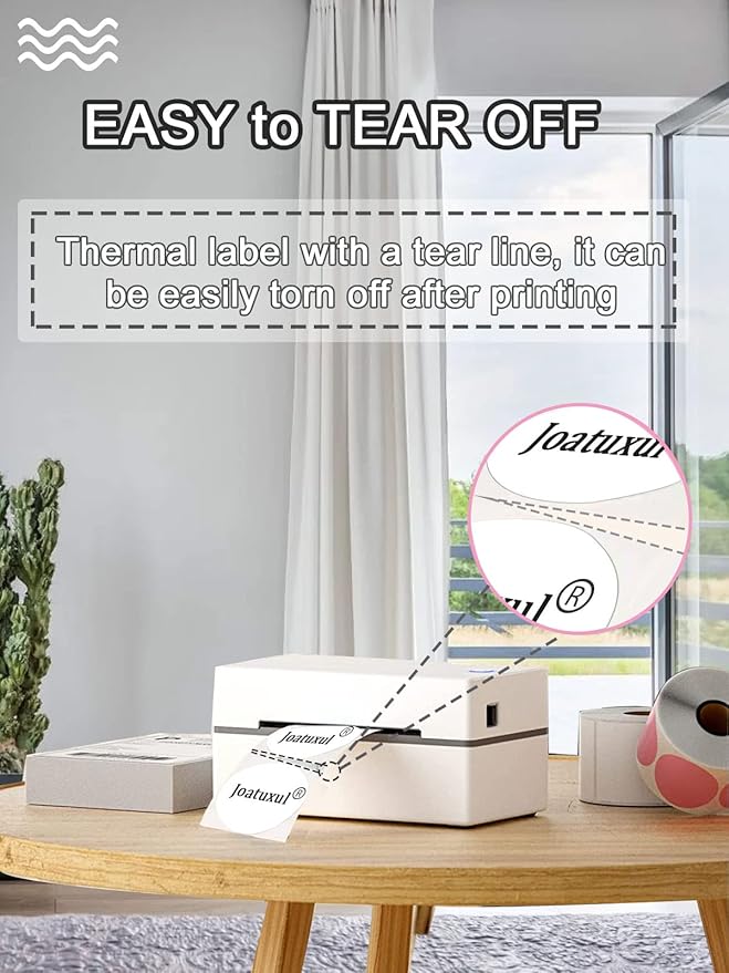 3 Inch White Round Thermal Sticker Labels, Self-Adhesive Circle Direct Thermal Printer Labels, DIY Design, QR Code, Name Tag, Brand Label,Gift Label (White 500 PCS/1 Roll)