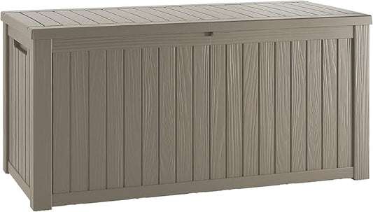 200 Gallon Lockable Resin Deck Box, Waterproof & UV-Resistant Outdoor Storage Box for Outdoor Cushion Storage, Garden Tools & Pool Accessories Storage, Gray
