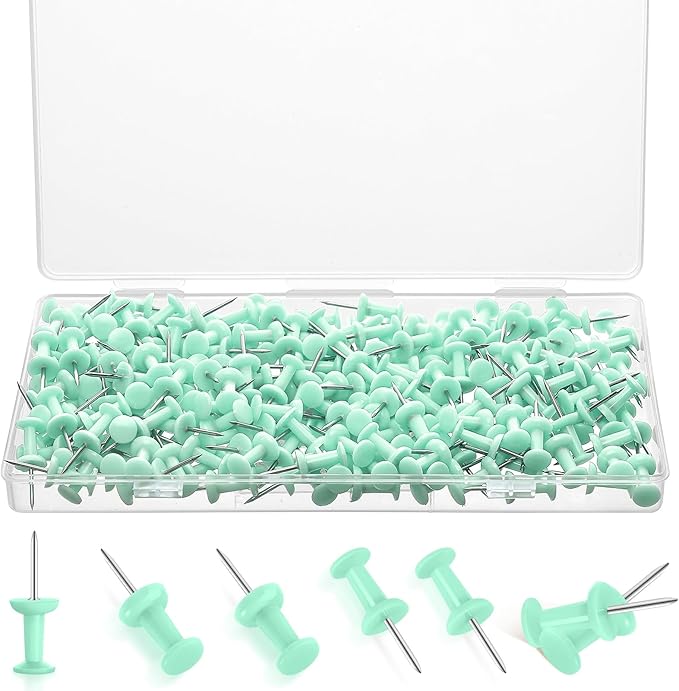 220 Count Green Push Pins, Standard Plastic Head Steel Point Thumb Tacks Decorative Push Pins for Cork Board Wall Hanging