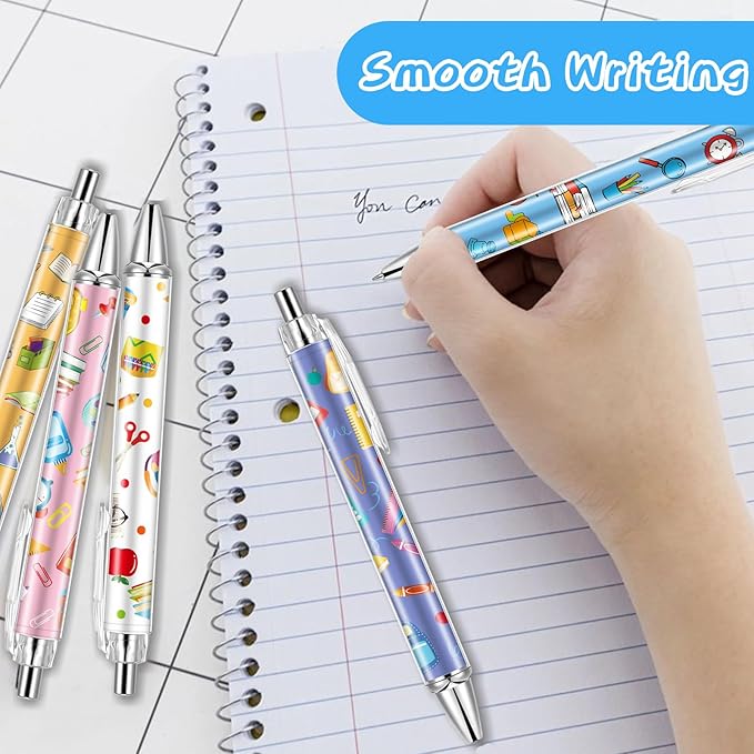 30 PCS Back to School Pens Welcome Back to School Ballpoint Pens First Day of School Party Favors with 1mm Black Ink Replaceable Ballpoint Pen Refill for Classroom Rewards