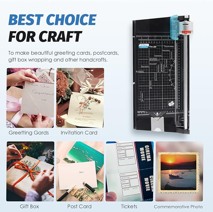 12 Inch Rotary Paper Cutter Heavy Duty, Paper Trimmer with 4 Different Blades for Straight/Wave/Dotted/Creasing Line, Suitable for Cutting Paper Coupons Photos Postcards Scrapbook