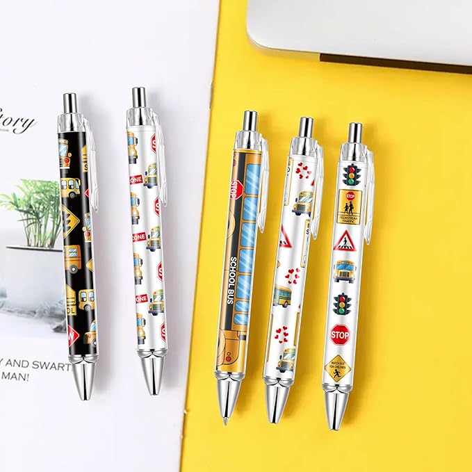 10 PCS School Bus Pens Bulk, Back To School Supplies Pens Teachers Pen with 1mm Black Ink Replaceable Ballpoint Pen Refill for Men Women Office Supplies (Bus Driver)