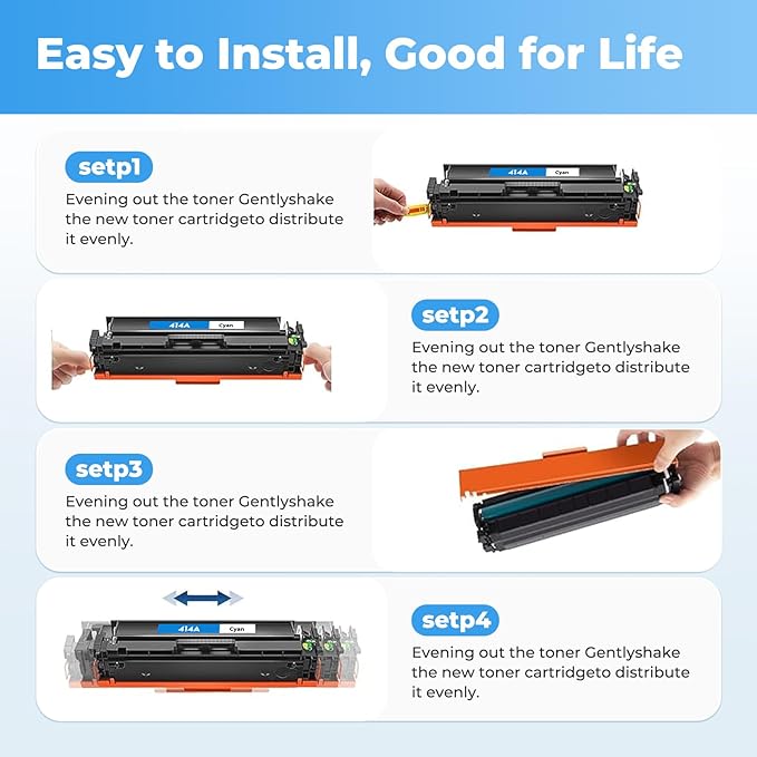 414A Toner Cartridges Compatible MFP M479fdw for HP 414A 414X Toner Compatible for Color Laser Jet Pro MFP M479fdw MFP M479fdn M454dw M454dn MFP M480f M455dn Printer, W2020A W2020X (4 Pack, with Chip)