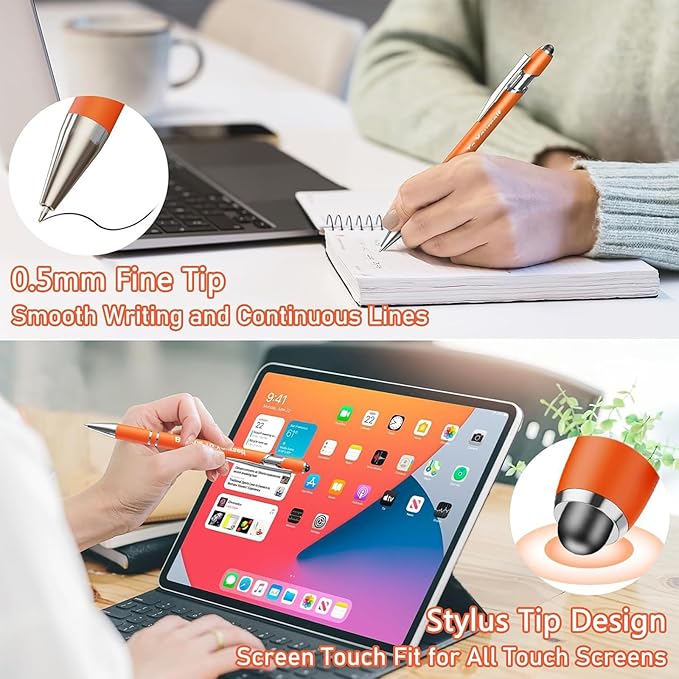 24 Pcs Inspirational Pens Bulk, Motivational Pens Ballpoint with Stylus Tips, Ink Pens 0.5mm Smooth Writing Pens Fine Point of Black Ink, 12 Colors with Gift Box for Staff, School, Office