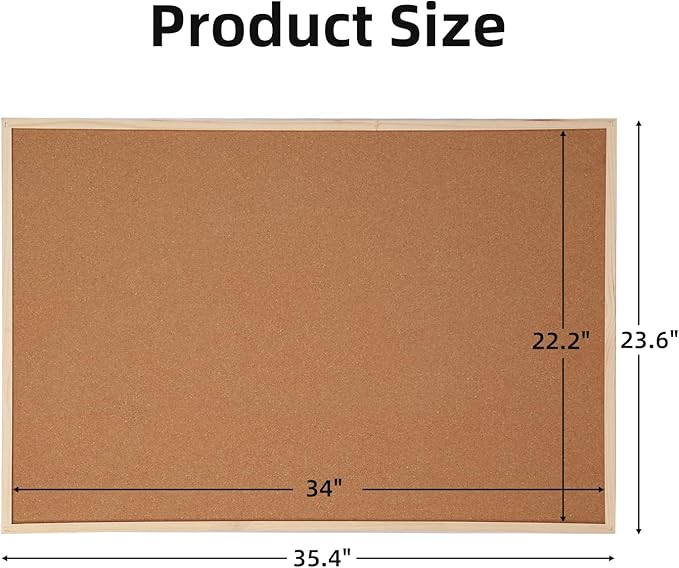 24” x 36” Cork Boards for Walls with Wooden Frame 1pack, Double Sided Office Board for Wall Organizer, Bulletins Board Decorative Hanging Pin Board for School, Home & Office, Notice Board Memo Board