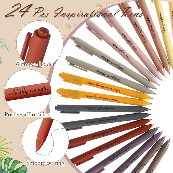 24 Set/48 Pcs Positive Affirmation Gift Set Gratitude Notebooks with Pens Small Bags Motivational Encouragement Notepads Daily Affirmations Journal for Women Stress Relief Self Care (Flower)