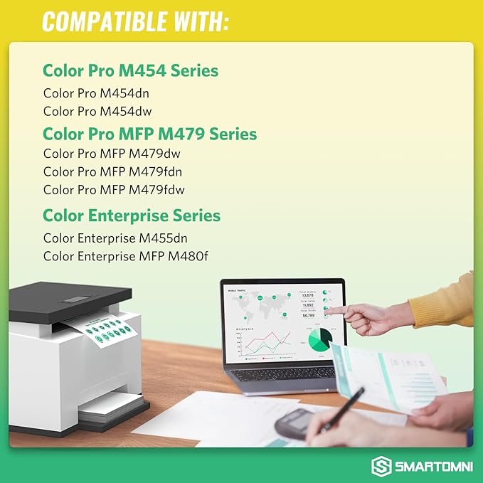 414A Toner Cartridges 4 Pack (with Chip) Works with Color Pro MFP M479fdw M479fdn M454dw M454dn M479dw M455dn M479 M454, Enterprise Laser Jet M455dn M480f Printer | W2020A W2021A W2022A W2023A 414X