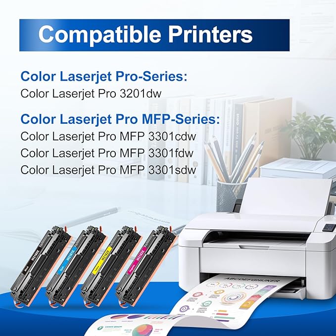 218X Toner Cartridges 4 Pack (with Chip) 3301fdw Replacement for HP 218X 218A Work for HP Color Laserjet Pro MFP 3301fdw 3201dw 3301sdw 3301cdw Printer High Yield Ink W2180X W2180A (4 Pack, B/C/Y/M)