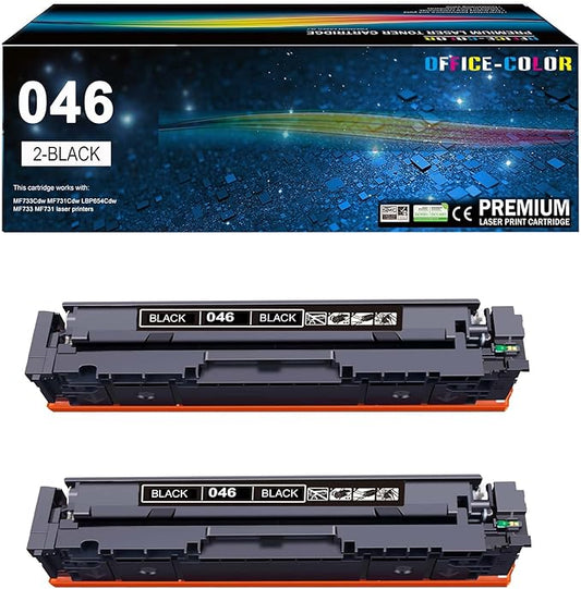 046 Black MF733Cdw Toner Cartridge Replacement for Canon 046 CRG-046 Toner for Color imageCLASS MF733Cdw MF731Cdw MF735Cdw LBP654Cdw Printer Ink (2-Black)