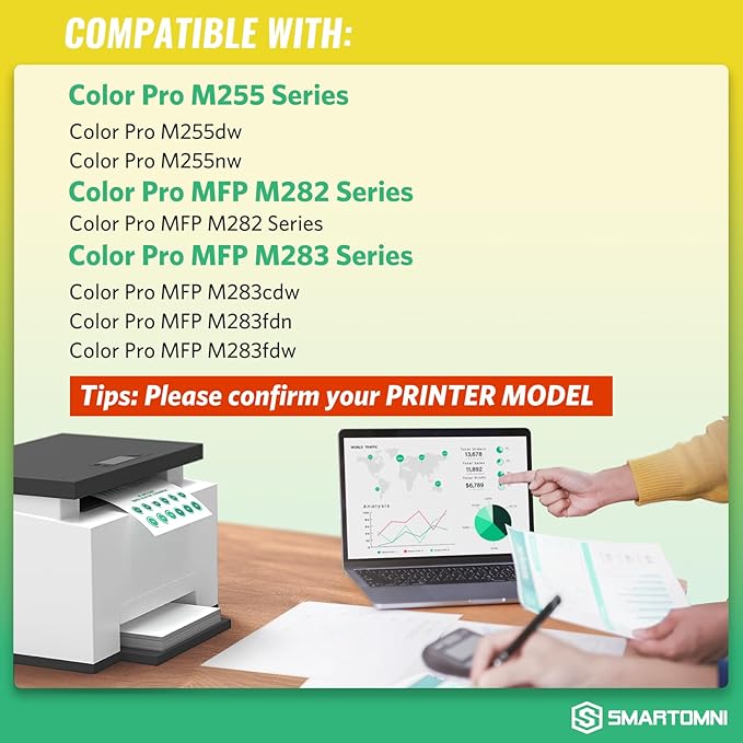 206A Toner Cartridges 4 Pack (with Chip) Works with HP Color Pro MFP M283fdw M283cdw, Pro M255dw M255nw, MFP M282nw M283 M282 M255 Printer | W2110A W2111A W2112A W2113A 206X W2110X