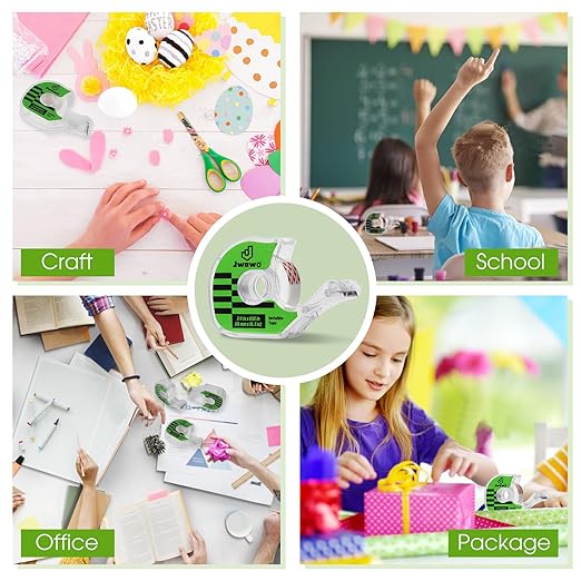 12 Invisible Tape with 12 Refillable Tape Dispenser, Home Office Supplies and Back to School Supplies for College and Classrooms, Matte Finish, 3/4 in x 650 in