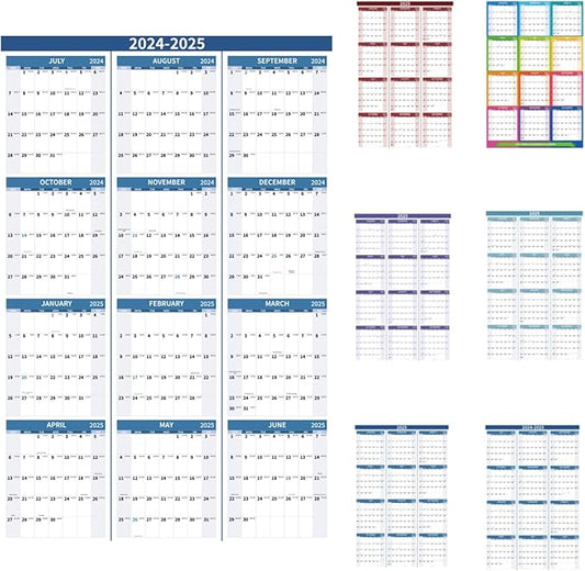 2024-2025 Wall Calendar 34.8" x 22.8" Large Vertical Yearly Wall Hanging Calenda with Julian Date from July 2024 to June 2025 Thick Paper Calendar 12 Month Annual Planner for Office Fridge(Blue)