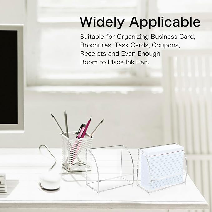 Index Card Display Stand 4.7 X 2.4 X 6.3 Acrylic Card Holder for Desk File Note 4x6 Clear Postcard Stand Index Card Rack Acrylic Business Stand for Office Business Classroom(No Card)