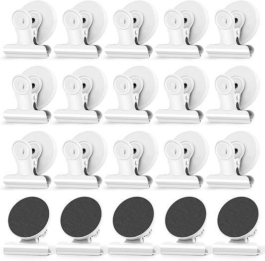 20 Pack Refrigerator Magnets, White Magnetic Clips Whiteboard Magnets, Magnet Clips Heavy Duty Fridge Magnets for Photo Displays, Home, Office, Classroom