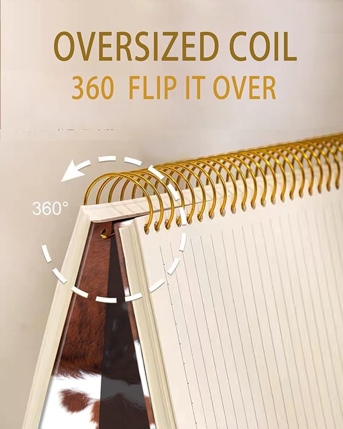 iampanda Spiral Journal Notebook,Strong Twin-Wire Binding with Premium Paper for Girl Women,60 Sheets A5 College Ruled Notebook/Journal,Perfect for School Office Home Gifts,Cowhide Farm Animal Skin