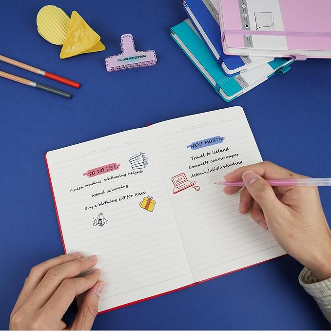 4 Pack Lined Journal Notebooks for Work, Travel, College, A5 Size 100 GSM Thick Paper, Classic Ruled, Hardcover Notepad for Writing 160 Pages, 5.5 x 8.3 inch - 4 Deep Multicolors