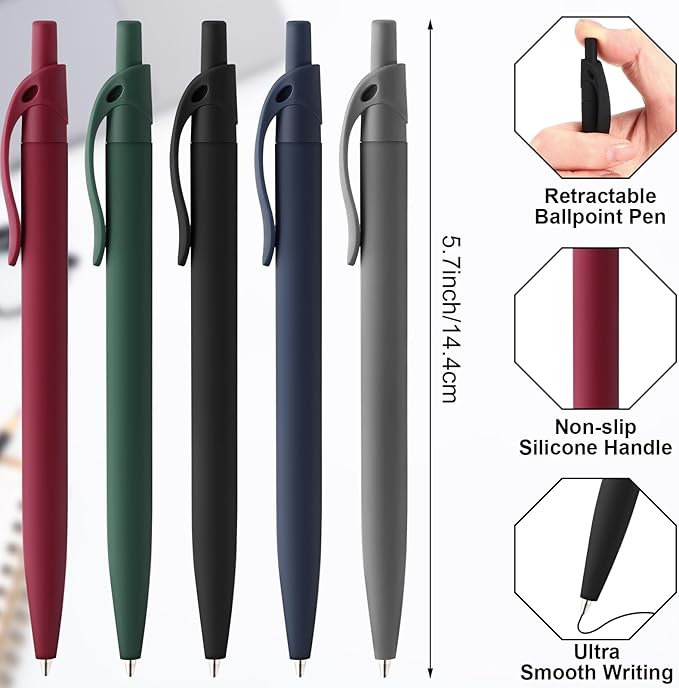 200 Pack Black Pens Bulk Retractable No Bleed Click Black Ink Smooth Writing Ballpoint Pens for School Office Supplies, 1.0mm