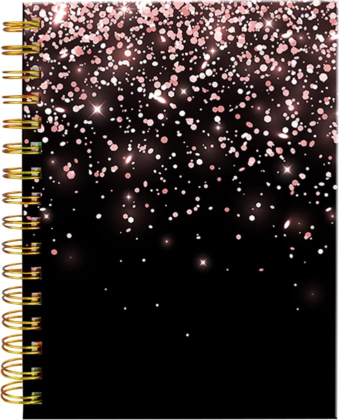 iampanda Spiral Journal Notebook,Strong TwinWire Binding with Premium Paper for Girl Women,Cute 60 Sheets A5 College Ruled NotebookJournal,Perfect for School Office Home Gifts,Rose Gold Falling