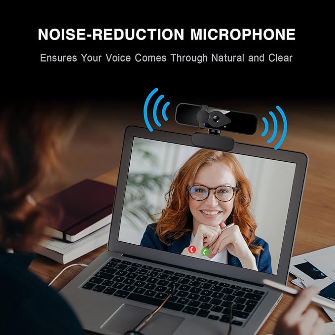 2K Webcam for PC, 85° View USB Computer Camera, with Noise Canceling Microphone & Privacy Cover, HD Web Cameras for Desktop Laptop Monitor Mac Streaming, Gaming & Video Calling