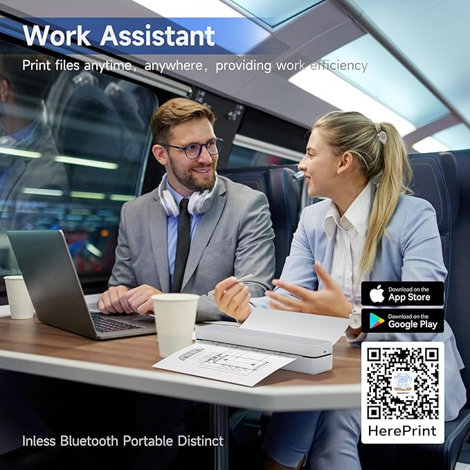 iDPRT Portable Printer Wireless for Travel, 300DPI Bluetooth Thermal Printer Support for 8.5"x11" US Letter, Inkless Compatible with iOS, Android, Laptop for Office, Car and Home, School