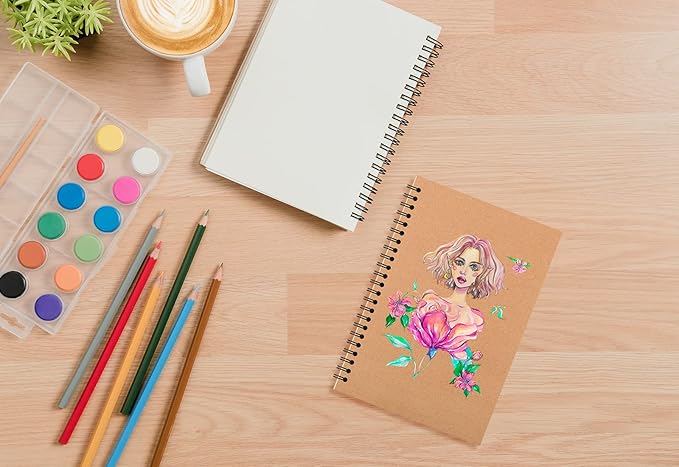 24 Pack A5 Spiral Notebooks Journal with Kraft Cover, 5x8 Inches, Ruled Lined Paper, for Work, Sketches, Study, Notes Taking, Gifts, Brown (24 PCS(Lined))