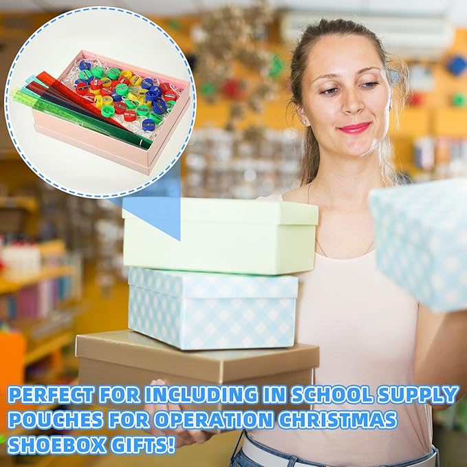 100 Pcs Plastic Rulers and 100 Pcs Mini Round Manual Pencil Sharpener Bulk, 4 Assorted Colors Pocket Sized Pencil Sharpeners Colorful Straight Ruler Back to School Supplies for Kids (Classic,12 Inch)