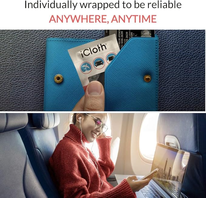 iCloth 70% Isopropyl Alcohol Large Screen and Electronics Wipes, Lint-Free, Streak-Free, Fast-Drying, Removes Dust and Fingerprints (100 Wipes)