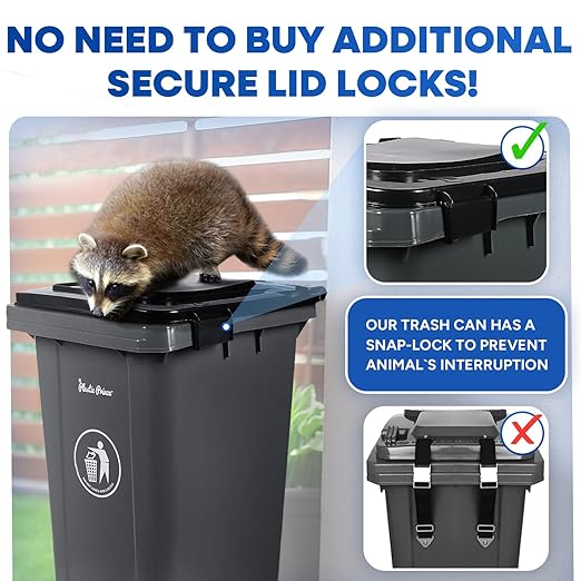 32 Gallon Trash Can with Wheels Outdoor Garbage Can with Lid and Wheels Locking Trash Can Commercial Heavy-Duty Trash Bin Rolling, Plastic Gray