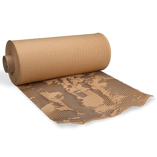 IDL Packaging 20" x 1400' Honeycomb Kraft Packing Paper Roll – Eco-Friendly USA-Made Wrap for Shipping, Moving & Storage - Bubble Wrap Alternative with Innovative Interlocking Slit Design