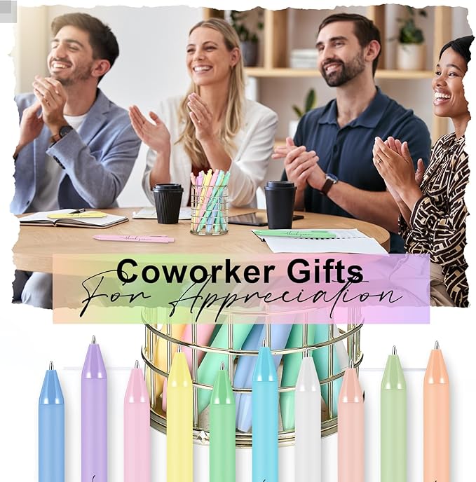 30pcs Thank You Pens Bulk Cute Multicolor Ballpoint Pens Thank You Gift for Men Women Employee Holiday Appreciation Gifts for Teacher Office Back to School Party Favors (Fresh Colors)