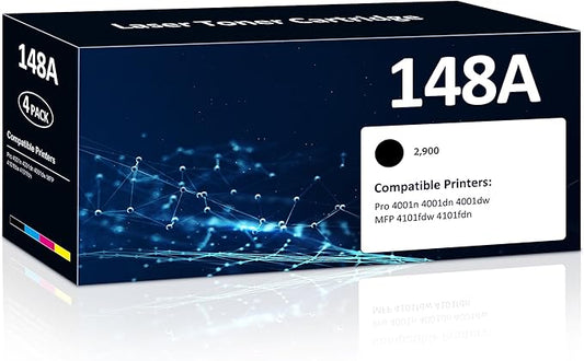 148A Toner Cartridges 2-Pack (with Chip) Compatible 148A 148X W1480A W1480X Toner Cartridges with HP Pro 4001dw 4001dn 4001n MFP 4101fdw 4101fdn Printer (Black, 2pack, 2X 2,900 Pages )