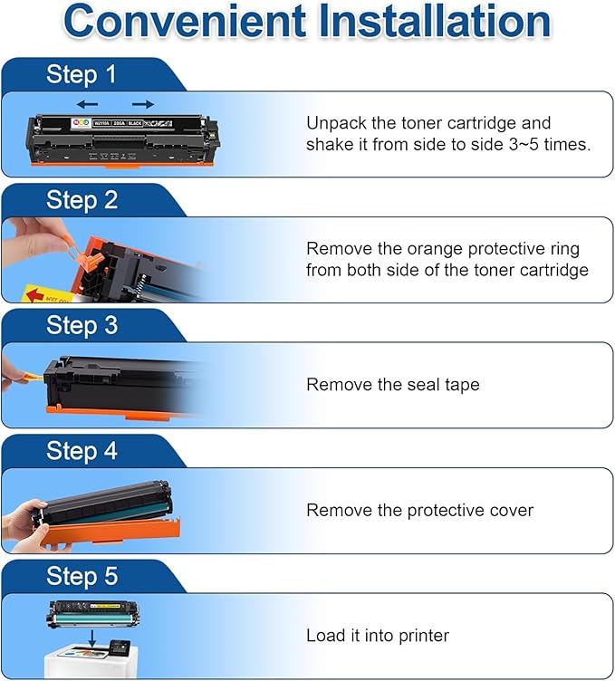 206A Toner Cartridge(with Chip) 4 Pack Compatible with 206A Toner Cartridges for Color Pro MFP M283fdw M283cdw, Color Pro M255dw, MFP M283 M255 Series(Cyan Magenta Yellow Black)
